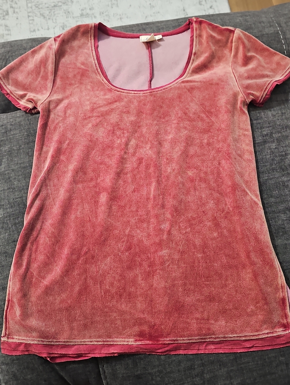 White Crow Short-Sleeve Velvet Tee in Rose